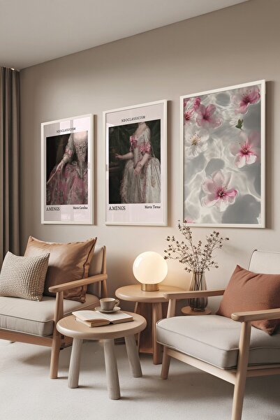 Postifull Beyaz Tablo Seti, 3 Adet Beyaz Çerçeveli Poster Neoclassicism Model...