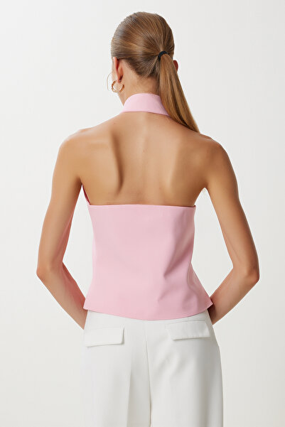 Lovelyİstanbul Halter Neckline Woven Vest Lyy0096 Pink