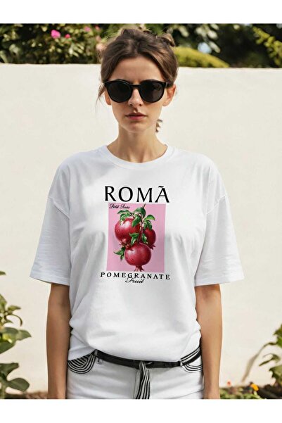 Ankhises تي شيرت روما الرمان الرمان مطبوع مسبقًا كبير الحجم للرجال والنساء من...