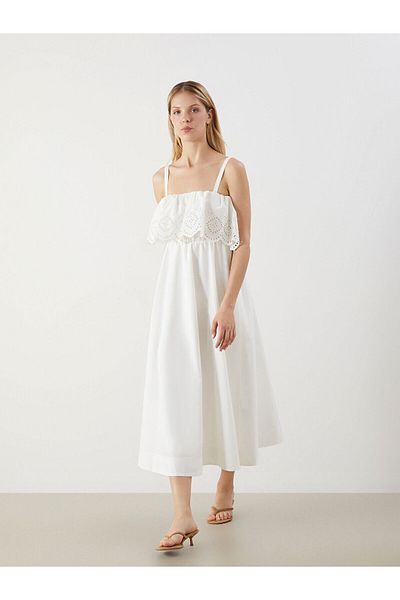 LC Waikiki Square Neck Openwork Dress