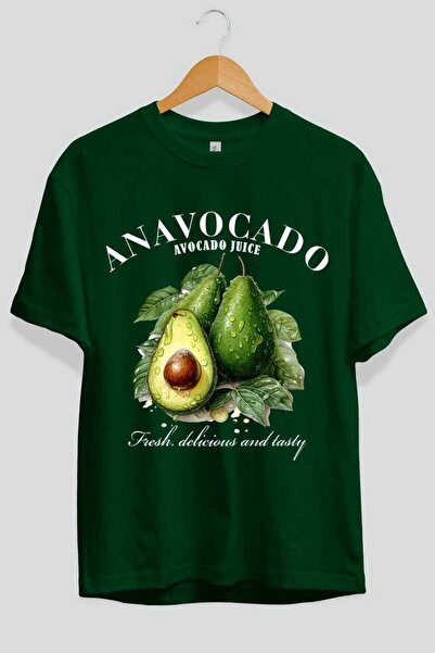 Ankhises Μπλουζάκι Avocado Avocado με μπροστινό στάμπα Oversize Ανδρικό Γυναικείο Βαμβακερό μπλουζάκι με λαιμόκοψη