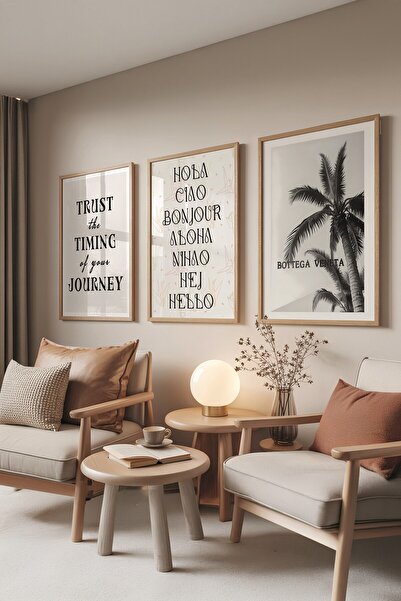 Postifull Set de pictură din lemn, poster cu 3 bucăți cu rame din lemn Trust ...