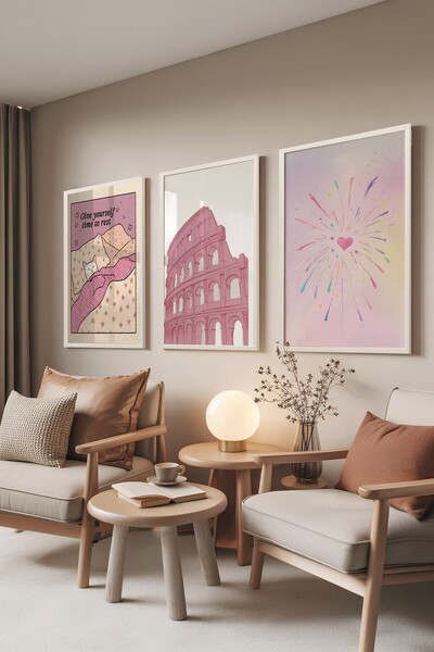 Postifull Beyaz Tablo Seti, 3 Adet Beyaz Çerçeveli Poster Time to Rest Model ...