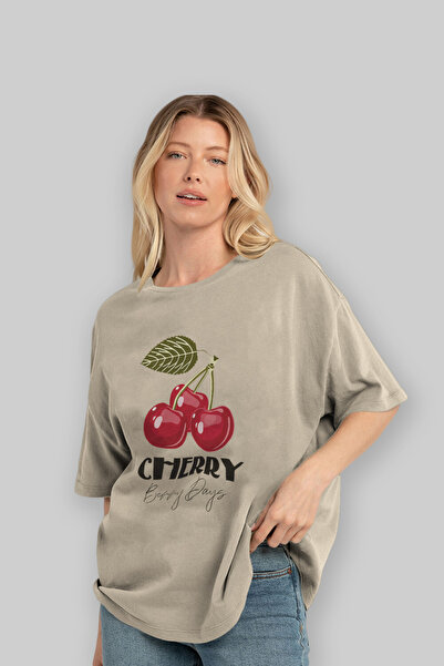 Ankhises Cherry Cherries 12 Pre-printed Oversize T-shirt Ανδρικό Γυναικείο Βαμβακερό μπλουζάκι με λαιμόκοψη