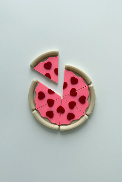 sin istanbul 6'lı Kalpli Pizza Dilimleri Buzdolabı Magneti