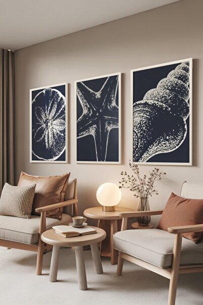 Postifull Set de pictură albă, 3 poster cu cadru alb creaturi marine Model Nr...