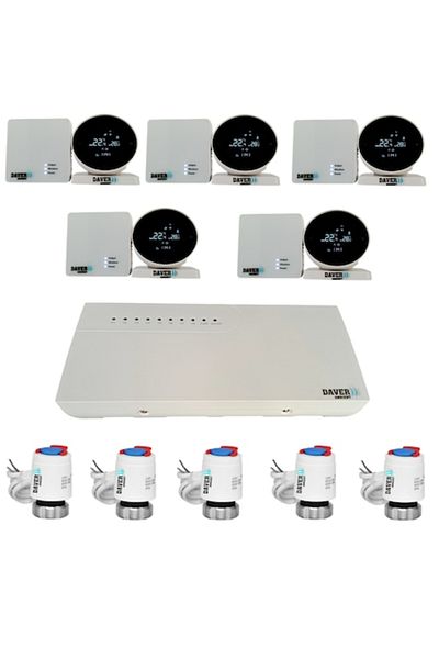 Daver Pachet de automatizare WIFI rotativ pentru încălzire prin pardoseală cu 5 zone,