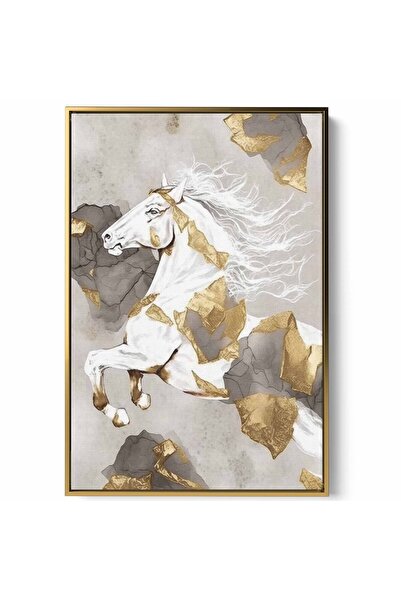 LOWHA لوحة فنية جدارية من القماش مشدودة على إطار خشبي بإطار ذهبي عائم وتصميم ...