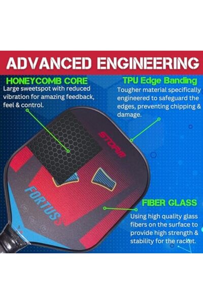 FORTUSS Pickleball Paddles Set of 2, Lightweight Fiberglass Surface, PP Honeycomb Core