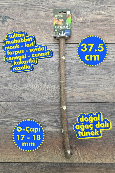 Vixpet Venty 37.5 cm Natural Parrot Perch | Sultan, Monk, Lori, Senegal, Forpus, Budgerigar, Lovebird T231