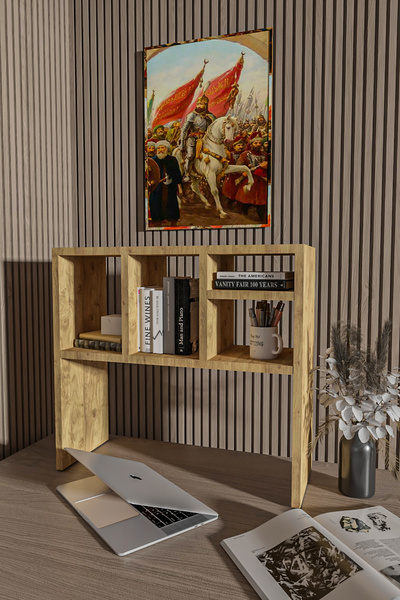 BlackSea Masaüstü Kitaplık,Monitör Standı Raflı,80CM,Portatif Minifix Kurulum