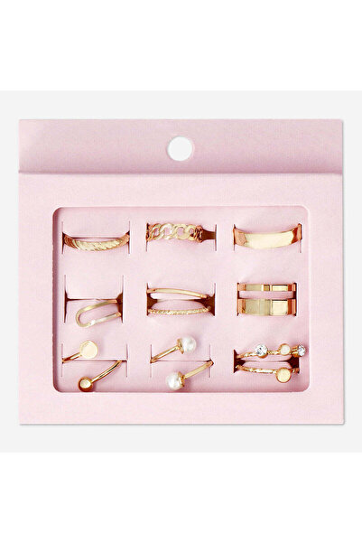 Flying Tiger Copenhagen Gold İnci Detaylı Yüzük Seti