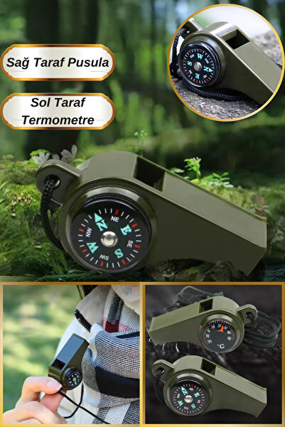 Hane Dostu Pusulalı Termometreli Askı İpli Acil Durum Düdüğü | Kamp Düdüğü | ...