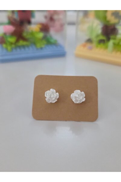 AyShope Antialerjik Şeffaf Uçlu Beyaz Kalp Desenli Silikon Küpe