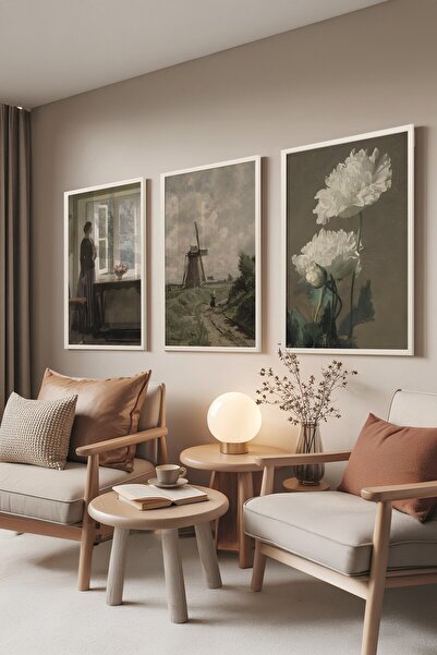 Postifull Set de picturi albe, 3 posteri cu cadru alb Waiting Model No:300872...