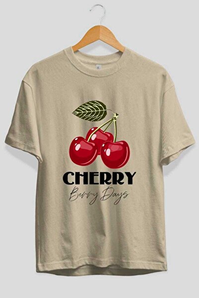 Ankhises Cherry Cherries 12 Pre-printed Oversize T-shirt Ανδρικό Γυναικείο Βαμβακερό μπλουζάκι με λαιμόκοψη
