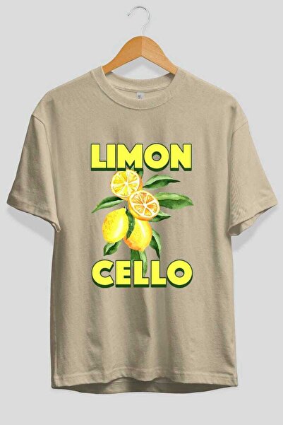 Ankhises Limoncello Lemon μπροστινό εμπριμέ μπλουζάκι υπερμεγέθη ανδρικό γυναικείο βαμβακερό μπλουζάκι με λαιμόκοψη