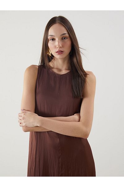 LC Waikiki Crew Neck Satin Dress