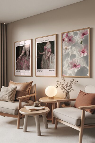 Postifull Wooden Painting Set, 3 Pieces Wooden Framed Poster Neoclassicism Mo...