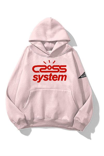 Hunors Sportswear & Company Unisex Cross System Sweatshirt Hoodie Pink