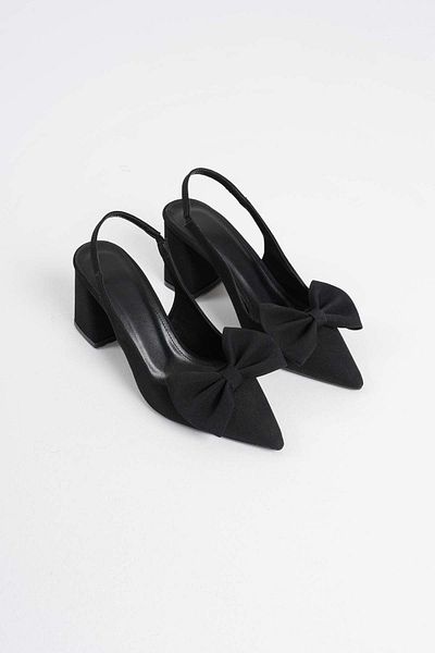ripuvainen Jolivia Women's Stylish Heeled Shoes with Bow Detail - Black