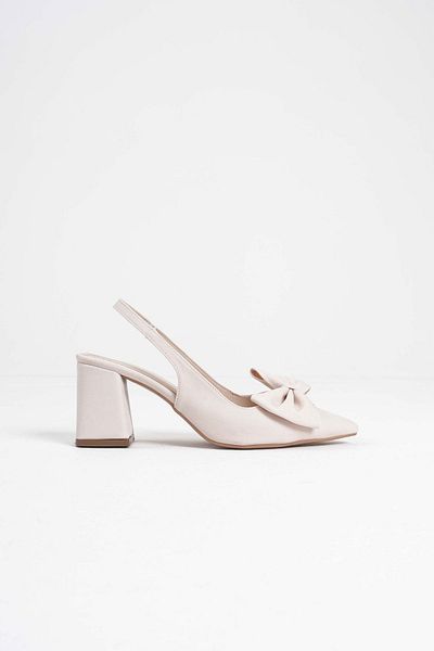 ripuvainen Jolivia Women's Stylish Heeled Shoes with Bow Detail - Beige