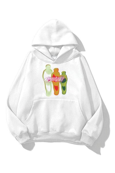 PERISENSE Унисекс суитшърт с празни джобове, бял