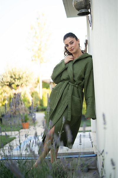 nefisenem 100% Organic Cotton Waffle Adult Unisex Bathrobe