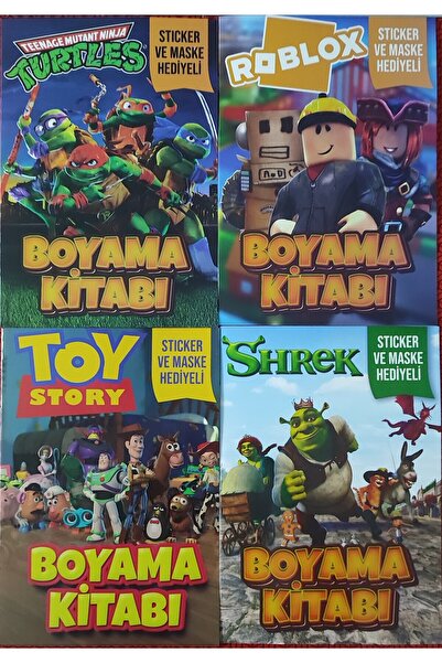 ada çanta kırtasiye 4 adet stickerli boyama kitabı (Roblox-B/Ninja kaplumbağa...