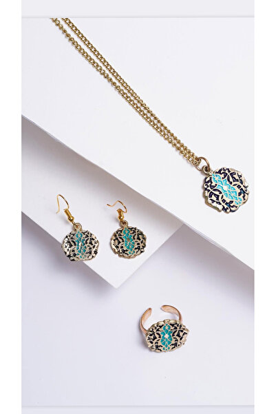 gulflower nude Copper Set Necklace Earring Ring Set Handmade Natural Stylish Design Best Quality