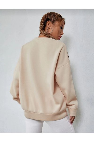 Hunors Sportswear & Company Beige Montana Printed Crew Neck 3 Plik Sweatshirt