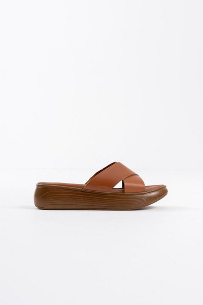 ripuvainen Elvish Women's Lightweight Comfortable Summer Genuine Leather Slippers - Tan