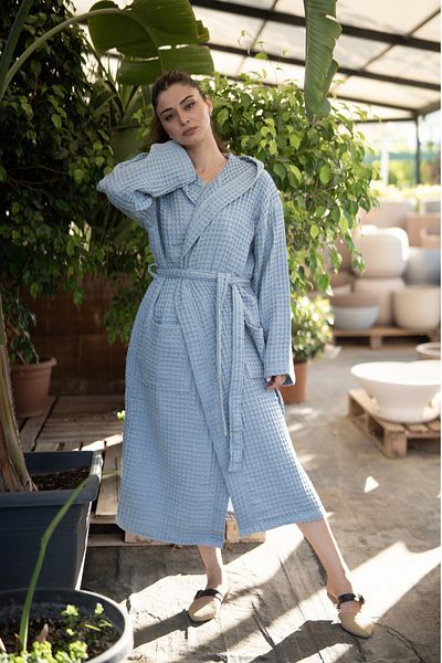 nefisenem 100% Organic Cotton Waffle Adult Unisex Bathrobe