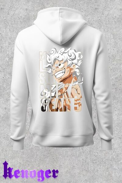 Hunors Sportswear & Company One Piece Monkey Nika Gear Anime Printed Unisex Oversize Basic Thick/Fleece Inside Hooded Sweatshirt