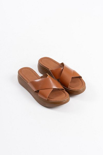 ripuvainen Elvish Women's Lightweight Comfortable Summer Genuine Leather Slippers - Tan
