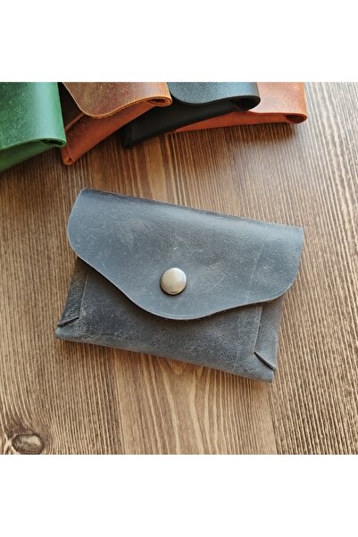 08dericraft حامل بطاقات مصنوع يدويًا من الجلد الطبيعي