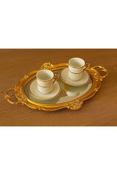ENYAZA(2024) Promise Engagement Wedding Zamzam Presentation Tray |   Luxury Gold Decorative Mirrored Tray |   Fancy Tray