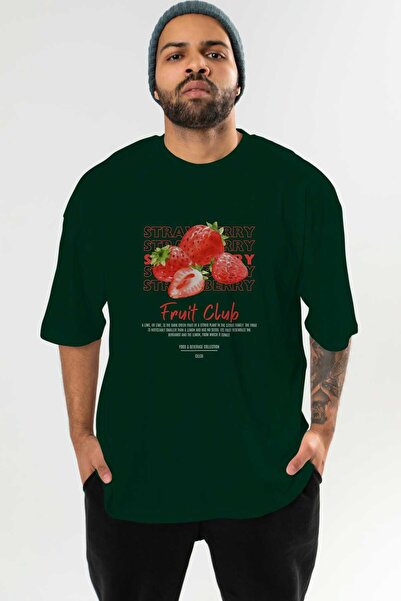 Ankhises Strawberry Front Štampano Green Oversize kroj T-shirt Muškarci Žene ...