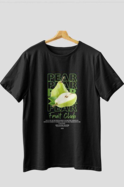 Ankhises Tricou oversize negru cu imprimeu în față Pear Bărbați Femei Tricou ...