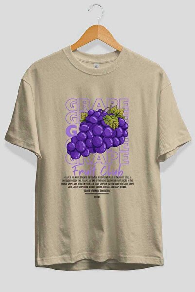 Ankhises Μπλουζάκι με μπροστινό στάμπα μπεζ oversize ανδρικό γυναικείο βαμβακερό μπλουζάκι με λαιμόκοψη