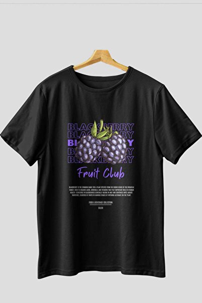 Ankhises Μπλουζάκι Blackberry με μπροστινή εκτύπωση μαύρο oversize ανδρικό γυναικείο βαμβακερό μπλουζάκι με λαιμόκοψη