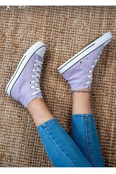 PremiumShoes ЛІЛА ДОВГІ КІНЦЕВІ ЛЬНЯНІ КРОСІВКИ CONVER