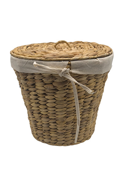 CasaLinda Hasır Örgü Kapaklı Yuvarlak Patates-Soğan Sepeti Çıkartılabilinir K...
