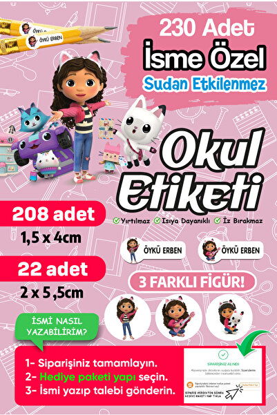 PANDA SOKAĞI Okul Etiketi Kalem Defter isimli Etiket Isim Yazılabilen - 230 A...