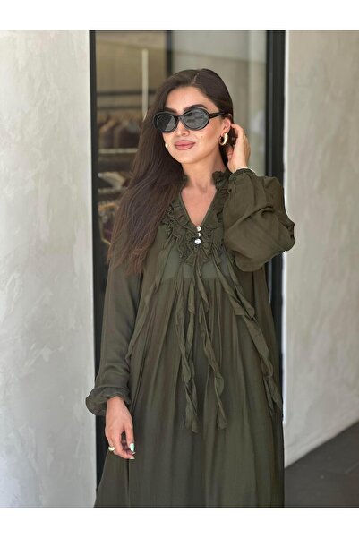 Ranasubaşı Alia Model İpek Elbise Haki