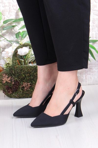 fort 018-505 Fls Satin Closed Front Open Back Heeled Women's Shoes
