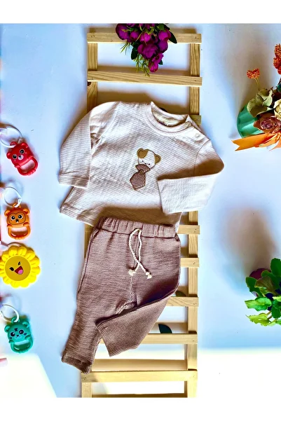 KapsülBebek Seasonal Baby Boy Embroidered 2-Piece Rib Set – Top and Bottom Set