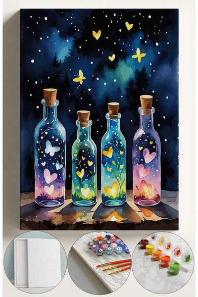 Sulepas Sayılarla Boyama Seti Numaralı Tuval Fırça Boya 40x50 Cm - Dilek şişesi