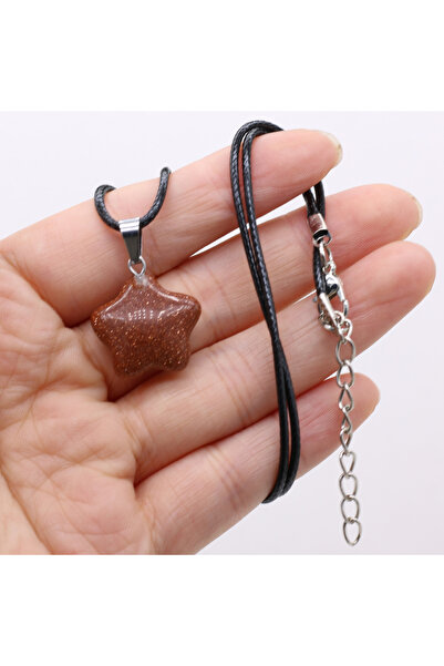 İPAR AKSESUAR قلادة من حجر اللابيس والكوارتز الطبيعي على شكل نجمة