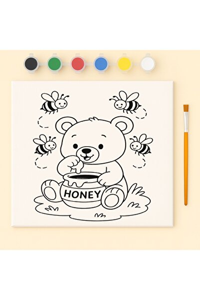 Muhtalif Markalar Tatlı Bal Avcısı Ayıcık Boyama Seti Çocuklar İçin Tuval ve ...